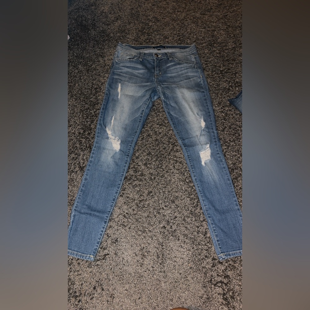 Flying Monkey Light Blue Distressed Skinny Jeans
